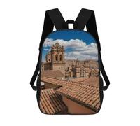 sinyumoney Children'S Backpack 3D Over The Rooftops of Cusco Printed Bags Schoolbag Lightweight School Bags Fashion Fun Knapsack Student Daypack For Children 17inch