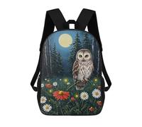 sinyumoney Children's Backpack 3D Owl in A Moonlit Flower Field Printed Bags Schoolbag Lightweight School Bags Fashion Fun Knapsack Student Daypack for Children 17inch