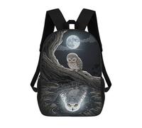 sinyumoney Children'S Backpack 3D Owl Reflection Moonlight Printed Bags Schoolbag Lightweight School Bags Fashion Fun Knapsack Student Daypack For Children 17inch