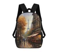 sinyumoney Children's Backpack 3D Parisian Elegance France Printed Bags Schoolbag Lightweight School Bags Fashion Fun Knapsack Student Daypack for Children 17inch