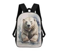 sinyumoney Children's Backpack 3D Polar Bear Watercolor Printed Bags Schoolbag Lightweight School Bags Fashion Fun Knapsack Student Daypack for Children 17inch