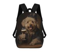 sinyumoney Children'S Backpack 3D Poodle Holding A Beer Printed Bags Schoolbag Lightweight School Bags Fashion Fun Knapsack Student Daypack For Children 17inch
