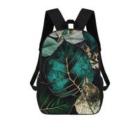 sinyumoney Children's Backpack 3D Printed Abstract Botanic Gold Art Schoolbag Student Daypack Fashion Casual Lightweight School Bags for School College Travel 17inch