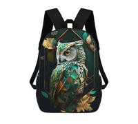sinyumoney Children's Backpack 3D Printed Abstract Geometric Owl Schoolbag Student Daypack Fashion Casual Lightweight School Bags for School College Travel 17inch