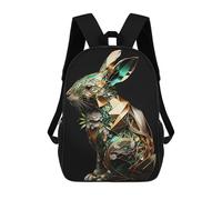 sinyumoney Children's Backpack 3D Printed Abstract Geometric Rabbit Schoolbag Student Daypack Fashion Casual Lightweight School Bags for School College Travel 17inch