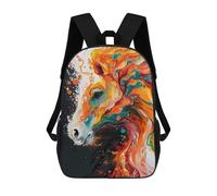 sinyumoney Children's Backpack 3D Printed Abstract Horse Painting Schoolbag Student Daypack Fashion Casual Lightweight School Bags for School College Travel 17inch