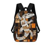sinyumoney Children's Backpack 3D Printed African Alligator Art Schoolbag Student Daypack Fashion Casual Lightweight School Bags for School College Travel 17inch