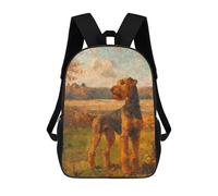 sinyumoney Children's Backpack 3D Printed Airedale Terrier Vintage Schoolbag Student Daypack Fashion Casual Lightweight School Bags for School College Travel 17inch