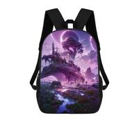 sinyumoney Children's Backpack 3D Printed Alien Landscape with Glowing Trees Schoolbag Student Daypack Fashion Casual Lightweight School Bags for School College Travel 17inch