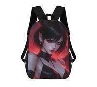 sinyumoney Children's Backpack, 3D Printed Anime Gothic Demon Girl Backpack, Backpack for Boys Girls, 17 Inch Adjustable Lightweight School Bag for Primary School 17inch