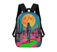 sinyumoney Children's Backpack 3D Printed Astronaut in Desert with Moon Schoolbag Student Daypack Fashion Casual Lightweight School Bags for School College Travel 17inch