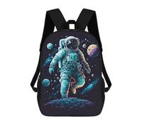 sinyumoney Children's Backpack, 3D Printed Astronaut in Space -74 Backpack, Backpack for Boys Girls, 17 Inch Adjustable Lightweight School Bag for Primary School 17inch