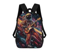 sinyumoney Children's Backpack, 3D Printed Astronaut in Space Playing Guitar -1 Backpack, Backpack for Boys Girls, 17 Inch Adjustable Lightweight School Bag for Primary School 17inch