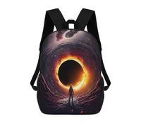 sinyumoney Children's Backpack 3D Printed Astronaut Near Black Hole -1 Schoolbag Student Daypack Fashion Casual Lightweight School Bags for School College Travel 17inch