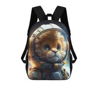 sinyumoney Children's Backpack 3D Printed Astronaut Space Lion Schoolbag Student Daypack Fashion Casual Lightweight School Bags for School College Travel 17inch