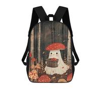 sinyumoney Children's Backpack 3D Printed Autumn Ghost Collecting Mushrooms Schoolbag Student Daypack Fashion Casual Lightweight School Bags for School College Travel 17inch