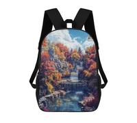 sinyumoney Children's Backpack 3D Printed Autumn Waterfall Landscape Schoolbag Student Daypack Fashion Casual Lightweight School Bags for School College Travel 17inch