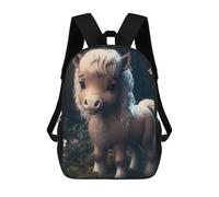 sinyumoney Children's Backpack 3D Printed Baby Animal Pony Schoolbag Student Daypack Fashion Casual Lightweight School Bags for School College Travel 17inch