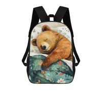 sinyumoney Children's Backpack 3D Printed Bear Sleeping Schoolbag Student Daypack Fashion Casual Lightweight School Bags for School College Travel 17inch