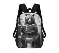 sinyumoney Children's Backpack 3D Printed Bear Toilet Funny Bathroom Schoolbag Student Daypack Fashion Casual Lightweight School Bags for School College Travel 17inch