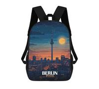 sinyumoney Children's Backpack 3D Printed Berlin, Germany Cityscape at Night Schoolbag Student Daypack Fashion Casual Lightweight School Bags for School College Travel 17inch