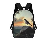 sinyumoney Children's Backpack 3D Printed Bird on A Rock at Sunset Schoolbag Student Daypack Fashion Casual Lightweight School Bags for School College Travel 17inch