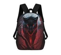 sinyumoney Children's Backpack, 3D Printed Black Panther Moonlit Forest -1 Backpack, Backpack for Boys Girls, 17 Inch Adjustable Lightweight School Bag for Primary School 17inch