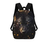 sinyumoney Children's Backpack 3D Printed Black Wolf Hunter Schoolbag Student Daypack Fashion Casual Lightweight School Bags for School College Travel 17inch