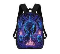 sinyumoney Children's Backpack, 3D Printed Blue Flame Portrait Artwork Backpack, Backpack for Boys Girls, 17 Inch Adjustable Lightweight School Bag for Primary School 17inch