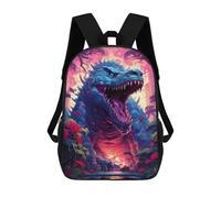 sinyumoney Children's Backpack 3D Printed Blue Monster in Fiery Forest Schoolbag Student Daypack Fashion Casual Lightweight School Bags for School College Travel 17inch