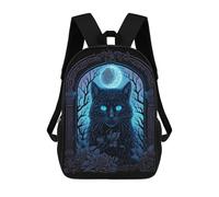 sinyumoney Children's Backpack, 3D Printed Blue Moon Cat Illustration Backpack, Backpack for Boys Girls, 17 Inch Adjustable Lightweight School Bag for Primary School 17inch