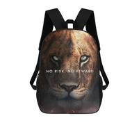 sinyumoney Children's Backpack, 3D Printed Bold Ambition No Risk, No Reward Backpack, Backpack for Boys Girls, 17 Inch Adjustable Lightweight School Bag for Primary School 17inch