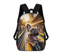 sinyumoney Children's Backpack 3D Printed Bulldog Coaster Blast Schoolbag Student Daypack Fashion Casual Lightweight School Bags for School College Travel 17inch