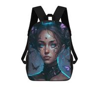 sinyumoney Children's Backpack 3D Printed Butterfly Fantasy Portrait Schoolbag Student Daypack Fashion Casual Lightweight School Bags for School College Travel 17inch