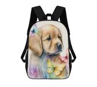 sinyumoney Children's Backpack 3D Printed Butterfly Golden Retriever Schoolbag Student Daypack Fashion Casual Lightweight School Bags for School College Travel 17inch