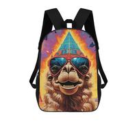 sinyumoney Children's Backpack, 3D Printed Camel in Sunglasses Backpack, Backpack for Boys Girls, 17 Inch Adjustable Lightweight School Bag for Primary School 17inch