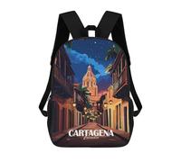 sinyumoney Children's Backpack 3D Printed Cartagena, Colombia Street at Night Schoolbag Student Daypack Fashion Casual Lightweight School Bags for School College Travel 17inch