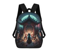 sinyumoney Children's Backpack, 3D Printed Cat Japan Backpack, Backpack for Boys Girls, 17 Inch Adjustable Lightweight School Bag for Primary School 17inch