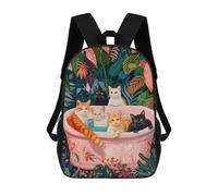 sinyumoney Children's Backpack 3D Printed Cats Bathing Together Schoolbag Student Daypack Fashion Casual Lightweight School Bags for School College Travel 17inch