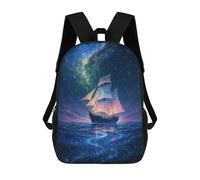 sinyumoney Children's Backpack 3D Printed Celestial Sailboat Under Starry Night Sky Schoolbag Student Daypack Fashion Casual Lightweight School Bags for School College Travel 17inch
