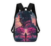 sinyumoney Children's Backpack, 3D Printed Cherry Blossom Journey Backpack, Backpack for Boys Girls, 17 Inch Adjustable Lightweight School Bag for Primary School 17inch