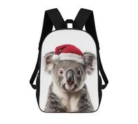 sinyumoney Children's Backpack 3D Printed Christmas Koala with Santa Hat Schoolbag Student Daypack Fashion Casual Lightweight School Bags for School College Travel 17inch