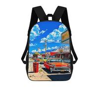 sinyumoney Children's Backpack 3D Printed Classic Cars on A Sunny Day Schoolbag Student Daypack Fashion Casual Lightweight School Bags for School College Travel 17inch