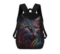 sinyumoney Children's Backpack 3D Printed Colorful Abstract Cat Art-4 Schoolbag Student Daypack Fashion Casual Lightweight School Bags for School College Travel 17inch