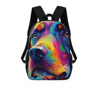 sinyumoney Children's Backpack, 3D Printed Colorful Abstract Dog Portrait Backpack, Backpack for Boys Girls, 17 Inch Adjustable Lightweight School Bag for Primary School 17inch