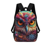 sinyumoney Children's Backpack, 3D Printed Colorful Abstract Owl Art-19 Backpack, Backpack for Boys Girls, 17 Inch Adjustable Lightweight School Bag for Primary School 17inch