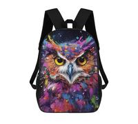 sinyumoney Children's Backpack, 3D Printed Colorful Abstract Owl Art-23 Backpack, Backpack for Boys Girls, 17 Inch Adjustable Lightweight School Bag for Primary School 17inch