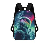 sinyumoney Children's Backpack, 3D Printed Colorful Astronaut in Space -5 Backpack, Backpack for Boys Girls, 17 Inch Adjustable Lightweight School Bag for Primary School 17inch