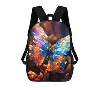 sinyumoney Children's Backpack, 3D Printed Colorful Butterfly Artwork -1 Backpack, Backpack for Boys Girls, 17 Inch Adjustable Lightweight School Bag for Primary School 17inch