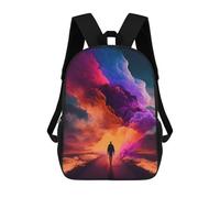 sinyumoney Children's Backpack 3D Printed Colorful Clouds Journey Schoolbag Student Daypack Fashion Casual Lightweight School Bags for School College Travel 17inch
